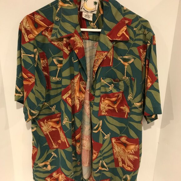 BANANA CABANA MENS SILK SHORT SLEEVE HAWAIIAN SHIRT SIZE M - Picture 5 of 5